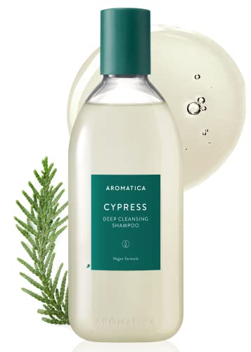 AROMATICA Cypress Deep Cleansing Shampoo 13.53fl.oz. / 400ml - Vegan, EWG Verified, Non-Irritating and Thoroughly Cleansing for Fuller, Thicker and Stronger Hair