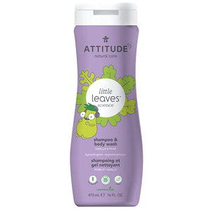 ATTITUDE Shampoo and Body Wash for Kids, EWG Verified, Plant- and Mineral-Based Ingredients, Hypoallergenic Vegan and Cruelty-Free, Vanilla & Pear, 16 Fl Oz