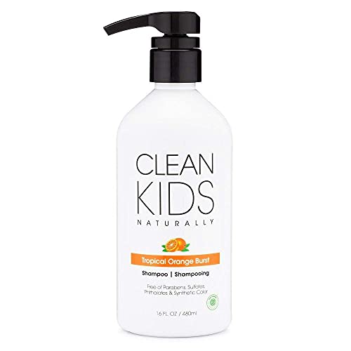 Clean Kids Naturally Tropical Orange Burst Shampoo, All-Natural, Gluten-free, Vegan, and Cruelty-free, Paraben and Coconut-Free, 16 oz