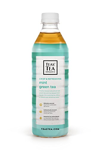 Teas&#39; Tea Unsweetened Mint Green Tea 16.9 Ounce (Pack of 12) Organic, Sugar Free, Zero calorie