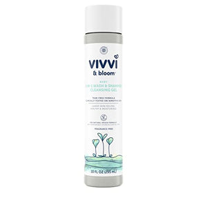 VIVVI & BLOOM Gentle 2-in-1 Baby Wash & Shampoo Cleansing Gel, Leaves Sensitive Skin Feeling Healthy & Moisturized, Fragrance-Free, Formulated Without sulfates, paraben, & Dyes, 10 fl. Oz