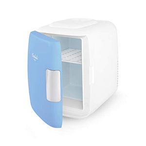 Cooluli Skin Care Mini Fridge for Bedroom - Car, Office Desk & Dorm Room - Portable 4L/6 Can Electric Plug In Cooler & Warmer for Food, Drinks, Beauty & Makeup - 12v AC/DC & Exclusive USB Option, Blue