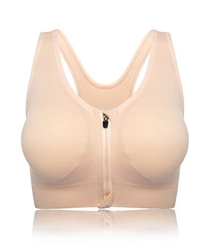 Women Post-Surgery Bra Front Closure Plus Size Sport Bra Removable Pads  Wirefree