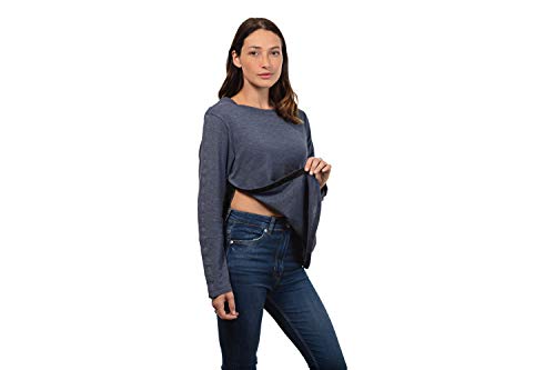 MAI Premium Post Shoulder Surgery Shirts - Easy Snaps and Full Arm Opening, Post Surgery Shirt - Women Long Sleeve Blue