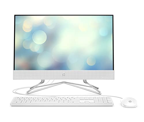 HP All-in-One 22&quot; Desktop Computer, AMD Athlon Gold 3150U Processor, AMD Radeon Graphics, 4 GB RAM, 256 GB SSD, Windows 11 Home (22-df0222, Snow White)