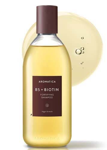 AROMATICA B5+ Biotin Fortifying Shampoo 13.53 oz / 400ml – Hair Strengthening and Volumizing Shampoo – Stimulates Hair Growth - Free from Sulfate, Silicone, and Paraben