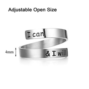 Rings for women Inspirational Adjustable Ring Stainless Steel Engraving Rings Motivational Gift for Teen Girls