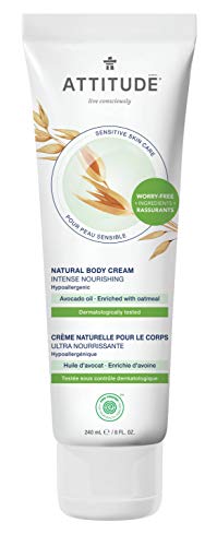 ATTITUDE Body Cream, EWG Verified, Plant and Mineral-Based Ingredients, Vegan and Cruelty-free Moisturizer for Sensitive Skin, Nourishing, Avocado Oil, 8.1 Fl Oz