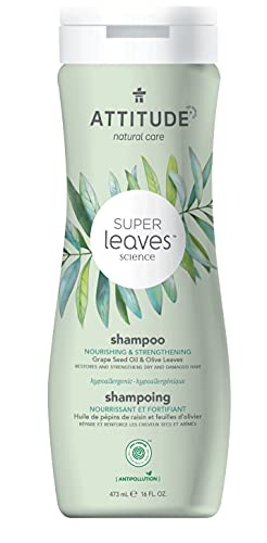 ATTITUDE Hair Shampoo, EWG Verified, Plant- and Mineral-Based Ingredients, Vegan and Cruelty-free Beauty and Personal Care Products, Nourishing, Grapeseed Oil and Olive Leaves, 16 Fl Oz (Pack of 6)