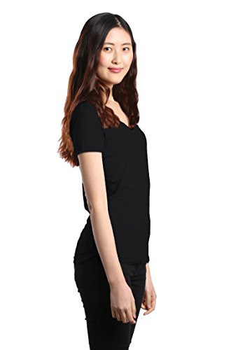 shop4ever Pink Breast Cancer Ribbon Women&#39;s V-Neck T-Shirt Slim Fit X-Small Black 0