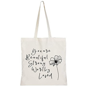 Canvas Tote Bag for Women Aesthetic Cute Tote Bags Inspirational Gifts Reusable Grocery Shopping Bags Book Tote