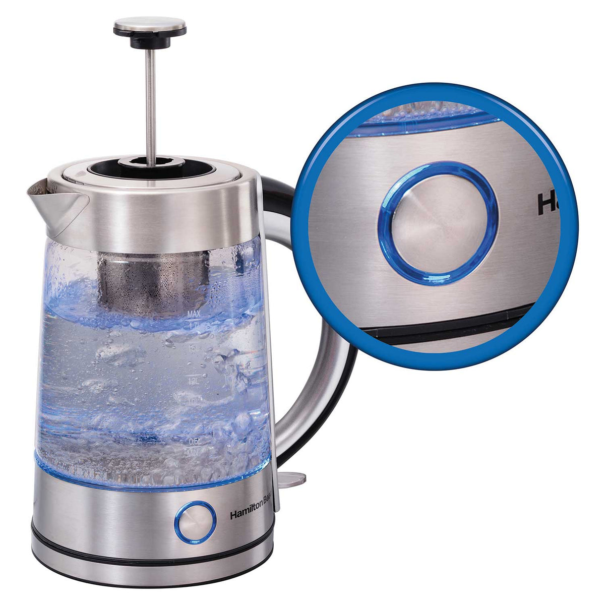 1.7 Liter Electric Glass Kettle with Tea Steeper
