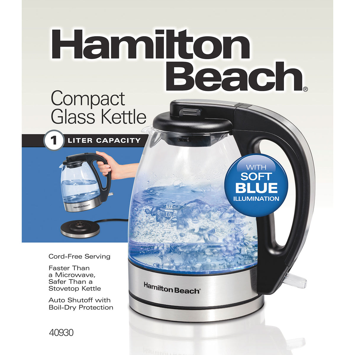 Compact 1 Liter Glass Kettle
