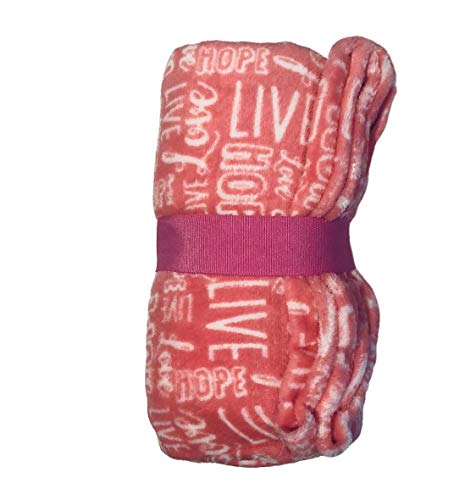 GKG Plush Breast Cancer Pink Ribbon Throw Blanket