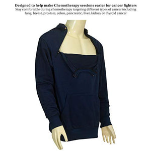 Inspired Comforts Chemotherapy Port Access Pullover Hoodie Navy