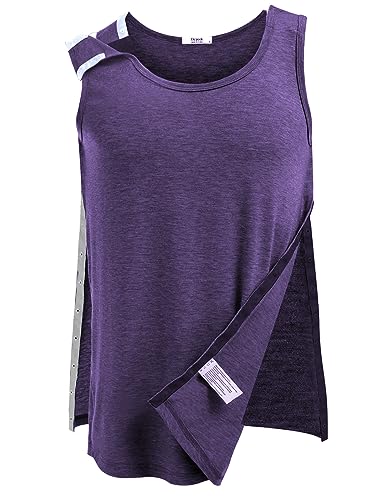 Women&#39;s Tearaway Post Surgery Recovery Tank Tops After Shoulder Surgery Shirts for Women Mastectomy Chemo Port Clothing