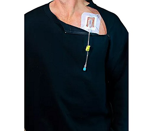 Comfy Chemo CHEMOWEAR : Men&#39;s Short Sleeve Chemotherapy Shirt (Black, X-Large)