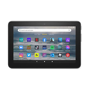 Fire 7 tablet, 7” display, 16 GB, 10 hours battery life, light and portable for entertainment at home or on-the-go, (2022 release), Black