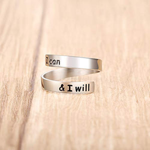 Rings for women Inspirational Adjustable Ring Stainless Steel Engraving Rings Motivational Gift for Teen Girls