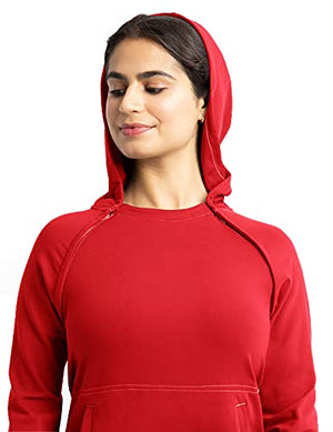 Hoodies For Women By Care+Wear – Port Access Hooded Sweatshirt (Red, Medium)