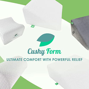 Cushy Form Wedge Pillows - 8 Inch Leg Pillows for Sleeping, Post-Surgery, Back, Hip and Knee Discomfort w/ Washable Cover - White