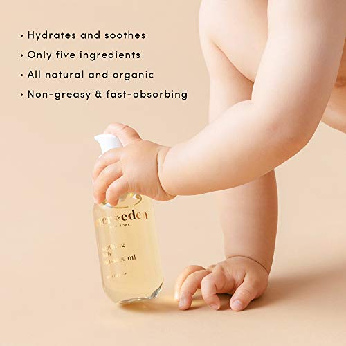 Evereden Baby Soothing Organic Baby Oil - Natural Baby Oil &amp; Bath Oil for Dry Skin Care and Cradle Cap, Fragrance Free Skin Oil with Avocado Oil and Sunflower Oil for Baby Care &amp; Eczema Relief