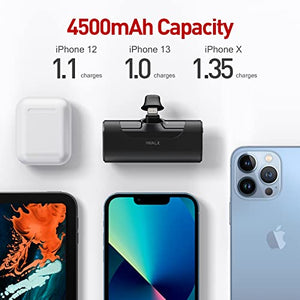 iWALK Small Portable Charger 4500mAh Ultra-Compact Power Bank Cute Battery Pack Compatible with iPhone 13/13 Pro Max/12/12 Mini/12 Pro Max/11 Pro/XS Max/XR/X/8/7/6/Plus Airpods and More,Black
