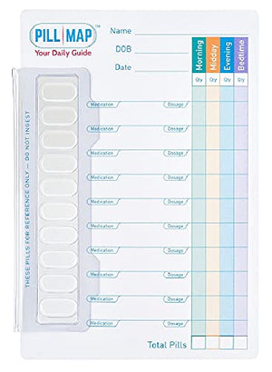 PillMap Visual Pill Planner for Medication and Vitamins Management Guide for Pill Box Organizer Containers, Pill Map