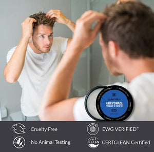 BOYZZ ONLY Black on White Scent Free Hair Pomade - Vegan Medium Hold for Men - EWG VERIFIED - Water Based All Natural Flake Free Hair Styling - All Day Hold - For All Hairstyles