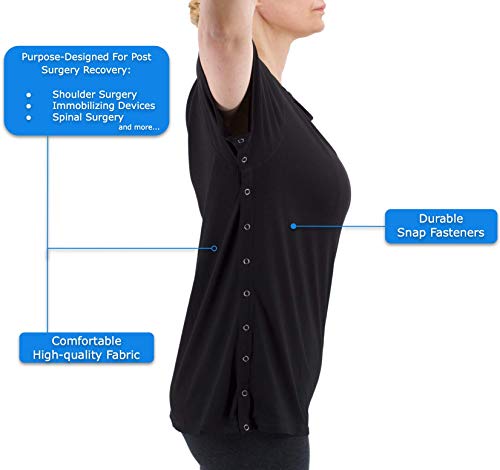 Post Shoulder Surgery Shirt - Men&#39;s - Women&#39;s - Unisex Sizing Black