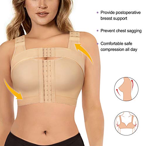 BRABIC Post Surgery Everyday Bras for Women Front Closure Mastectomy  Support Bra with Adjustable Straps Wirefree, White, S : :  Fashion