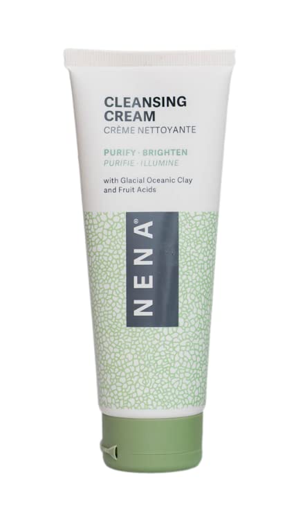 NENA Natural Face Wash for Dry Skin - Gentle Exfoliating &amp; Anti Aging Facial Cleanser for Women with Glycolic Acid and Glacial Clay - EWG Verified - 3.5 oz.