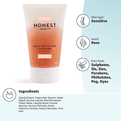 Honest Beauty Magic Gel-to-Milk Cleanser with Pink Kaolin Clay &amp; Water | EWG Certified + Dermatologist &amp; Ophthalmologist tested &amp; Cruelty Free | 4 fl. oz. - My CareCrew