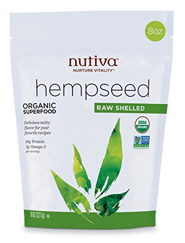 Nutiva Organic Raw Shelled Hemp Seed, 8 Ounce | USDA Organic, Non-GMO, Non-BPA | Vegan, Gluten-Free, Keto &amp; Paleo | 10g Protein and 12g Omegas per Serving for Salads, Smoothies &amp; More
