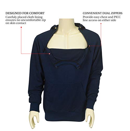 Inspired Comforts Chemotherapy Port Access Pullover Hoodie : :  Clothing, Shoes & Accessories