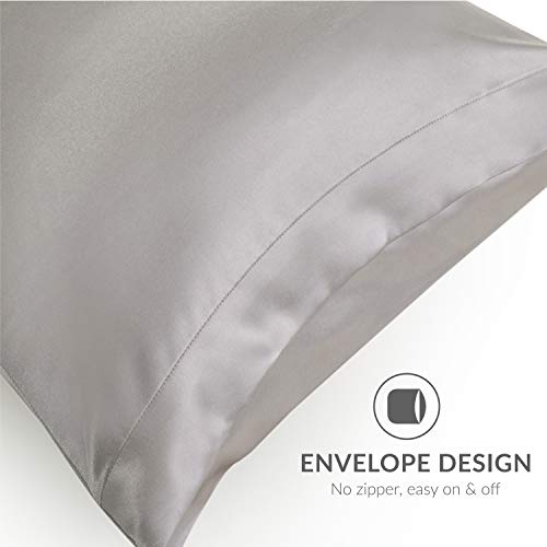 Bedsure Pillow Cases Queen Size 2 Pack - Dark Grey Bed Pillowcase,  Polyester Microfiber Pillow Cover with Envelope Closure