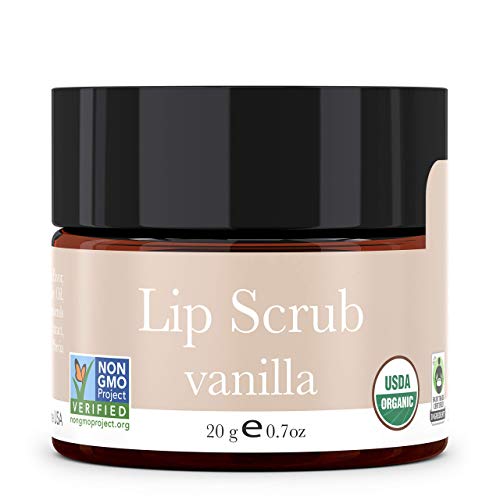Organic Lip Scrub Vanilla - Lip Scrubs Exfoliator & Moisturizer, Lip Exfoliator Scrub, Sugar Lip Scrubs, Lip Sugar Scrub, Lip Care Products for Chapped Lips, Lip Scrubber, Lip Moisturizer for Dry Lips