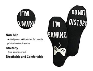 Horande Novelty Cotton Socks Do Not Disturb Socks Funny Gifts for Men Women Gamers, Black, Medium