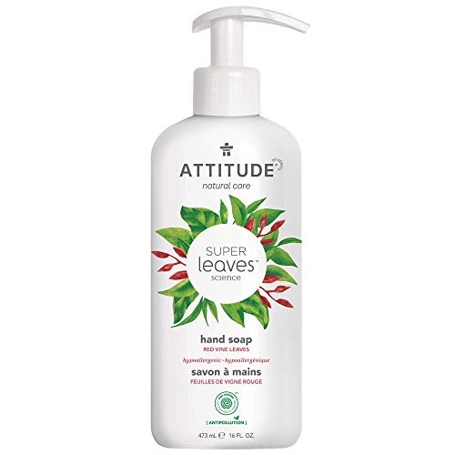 ATTITUDE Super Leaves, Hypoallergenic Natural Hand Soap, Red Vine Leaves, 16 Fluid Ounce