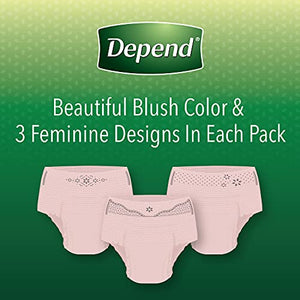 Depend Fit-Flex Adult Incontinence Underwear for Women, Disposable, Maximum Absorbency, Small, Blush, 80 Count