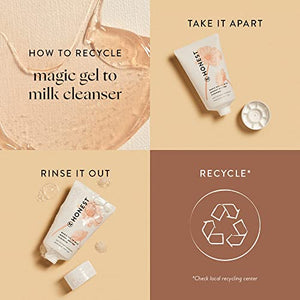 Honest Beauty Magic Gel-to-Milk Cleanser with Pink Kaolin Clay & Water | EWG Certified + Dermatologist & Ophthalmologist tested & Cruelty Free | 4 fl. oz.