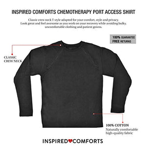 Inspired Comforts Chemo Port Access Shirts Full Sleeve Shirt w/Dual Zippers (XL - Black)