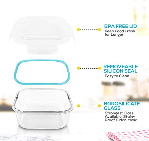 1pc Glass Food Storage Container With Airtight Lid. Large Glass