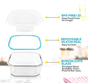 Utopia Kitchen Glass Food Storage Container Set  BPA Free (Blue, 18 Piece Set)