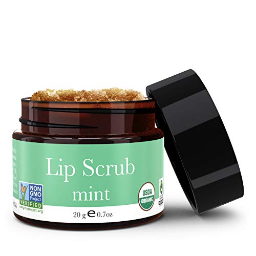 Organic Lip Scrub Mint - Lip Scrubs Exfoliator & Moisturizer, Lip Exfoliator Scrub, Sugar Lip Scrubs, Lip Sugar Scrub, Lip Care Products for Chapped Lips, Lip Scrubber, Lip Moisturizer for Dry Lips