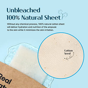 [varuza] K-Beauty Real Natural Sheet Mask with Blue Ampoule with Unbleached & Non-fluorescent sheet EWG Verified Non-GMO Cruelty Free No Artificial Fragrance Firming Even Skin Tone Made in Korea (10 PACK, BLUE AMPOULE)