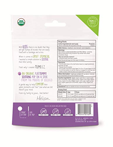 Lolleez Tumeez Organic Tummy Soothing Pops with Honey for Kids for Upset Stomachs/Car Sickness/Nausea, Grape and Apple, Variety Pack, 20 Count, (Pack of 2)