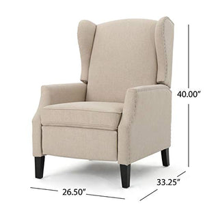 Westeros Traditional Wingback Fabric Recliner Chair (Wheat)