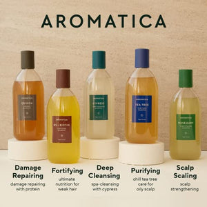 AROMATICA Cypress Deep Cleansing Shampoo 13.53fl.oz. / 400ml - Vegan, EWG Verified, Non-Irritating and Thoroughly Cleansing for Fuller, Thicker and Stronger Hair
