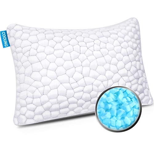 Cooling Bed Pillows for Sleeping, Shredded Memory Foam Pillow for Neck Pain Relief, Adjustable Sleeping Pillow for Back/Side Sleepers, Hypoallergenic Bamboo Pillow with Washable Cover-support & Fluffy